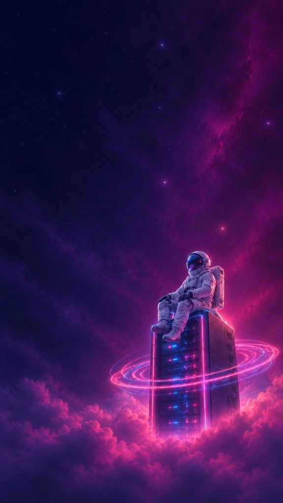 Astronaut on a VPS server rack — WebAiry Cyber Sale